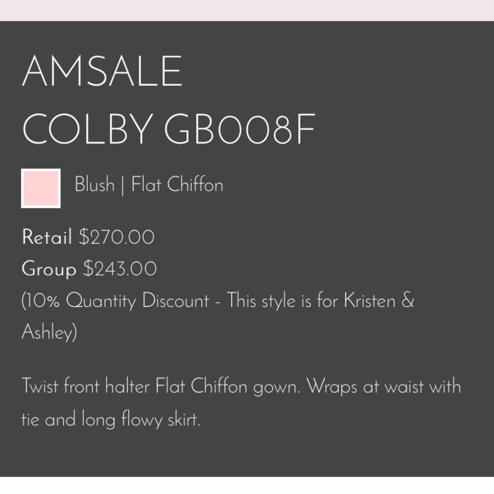 Amsale Colby dress from Bella Bridesmaids - Picture 2 of 2